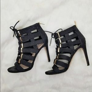 Vince Camuto gladiator heel with gold accents
